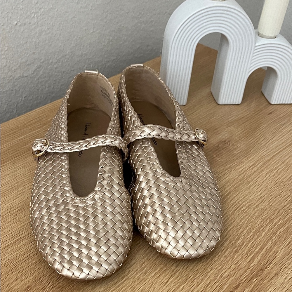 House of Harlow 1960 Braided Gold Flats